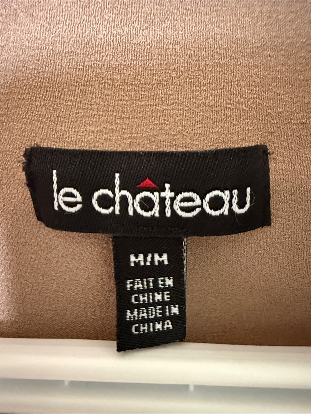 Le Chateau Taupe, Black & White Colorblock Button-Front Blouse - Picture 3 of 4